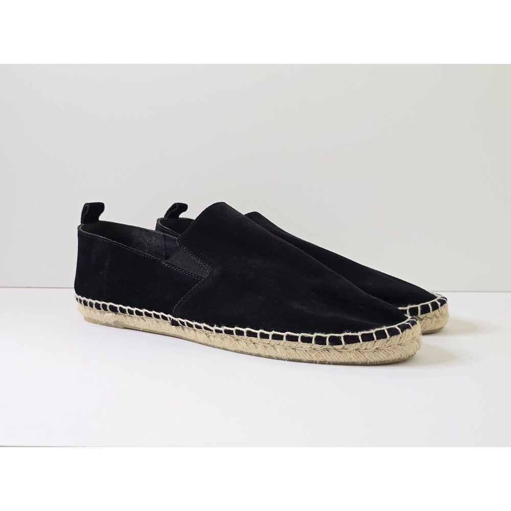 Vince Womens 11 Black Suede Espadrille Slip On Shoes Flats Jute - Picture 2 of 12